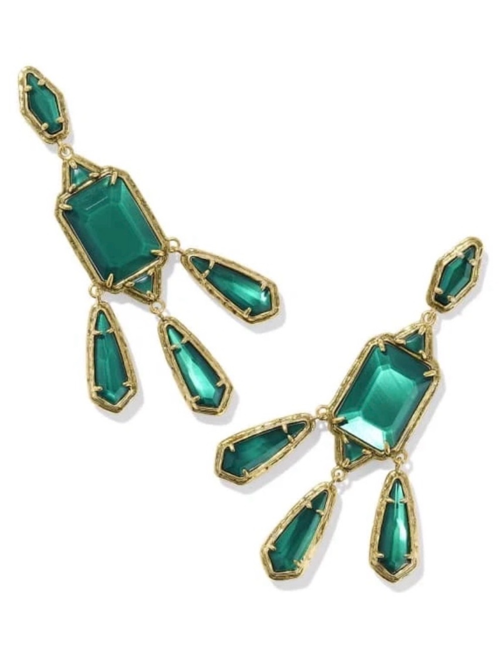 DISNEY X KENDRA SCOTT SNOW WHITE THE QUEEN VINTAGE GOLD GREEN STATEMENT EARRINGS - Picture 5 of 6